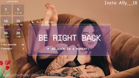 Snapshot of ally_addams chatting on January 2025 07:03:01 AM Ally online show from January 2025 07:03:01 AM