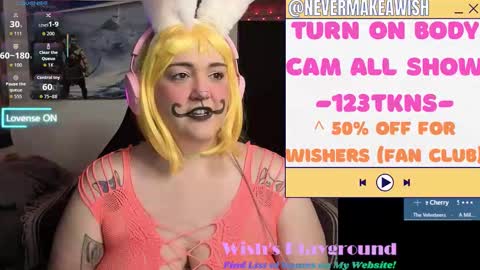 Snapshot of nevermakeawish chatting on March 2026 09:25:03 AM Wishs Playground online show from March 2026 09:25:03 AM